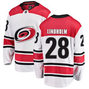 Kinder Carolina Hurricanes Eishockey Trikot Elias Lindholm #28 Breakaway Weiß Fanatics Branded Auswärts